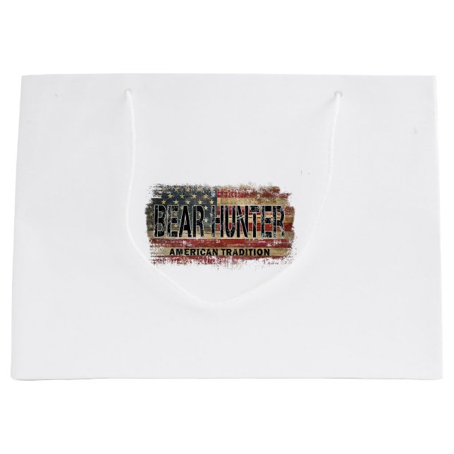 American Flag Bear Hunter Large Gift Bag (Front)