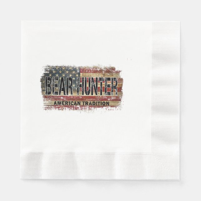 American Flag Bear Hunter Napkin (Front)