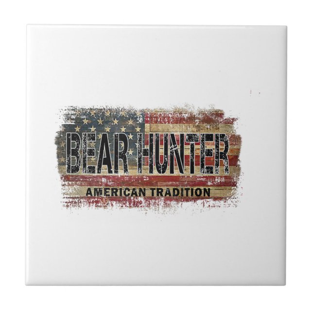 American Flag Bear Hunter Tile (Front)