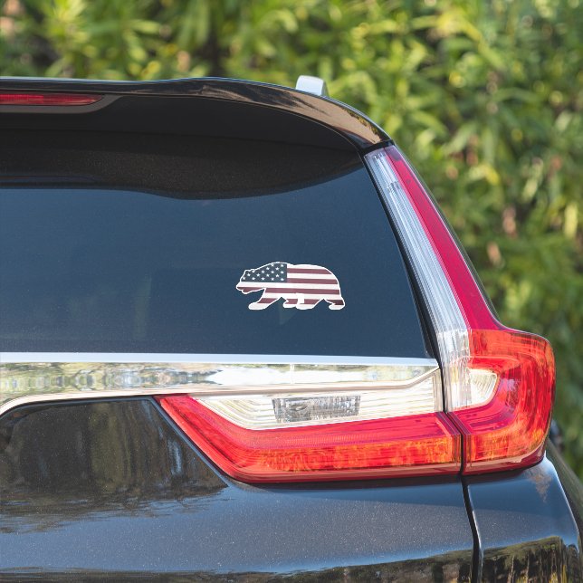 American flag bear silhouette vinyl car sticker (Car Side)