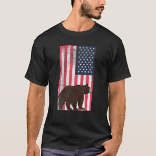 American Flag Bear T USA Hunter Grizzly Bear Hunti T-Shirt