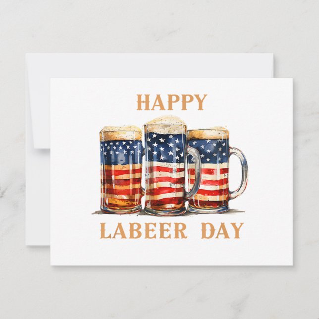 American Flag Beer Happy Labeer Day Funny Labour D (Front)