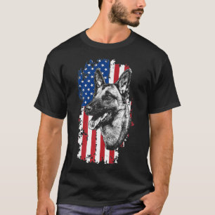 American Flag Belgian Malinois K9 Police Dog T-Shirt