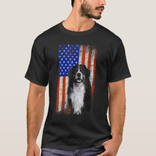 American Flag Bernese Mountain Dog Dad Mum Puppy P T-Shirt