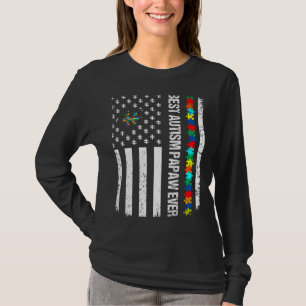 American Flag Best Autism Papaw Ever Autism Awaren T-Shirt