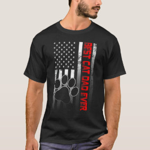 American Flag Best Cat Dad Ever Father s Day Cat T-Shirt