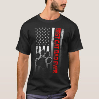 American Flag Best Cat Dad Ever Father s Day Cat T-Shirt