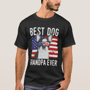 American Flag Best Dog Grandpa Ever Boston Terrier T-Shirt