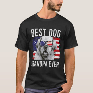 American Flag Best Dog Grandpa Ever Clumber Spanie T-Shirt