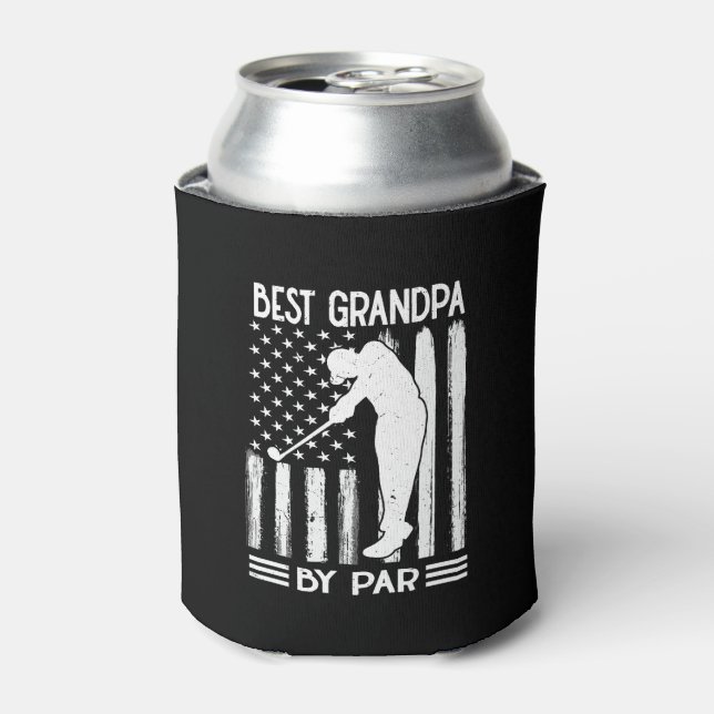 American Flag  Best Grandpa By Par Can Cooler (Can Front)