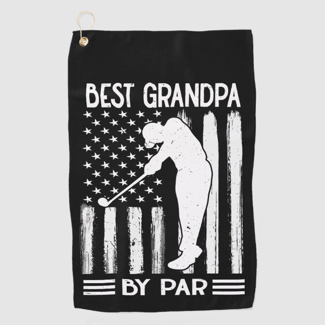 American Flag Best Grandpa By Par  Golf Towel (Front)