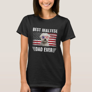 American Flag Best Maltese Dad Ever Tee Dog Dad Fa