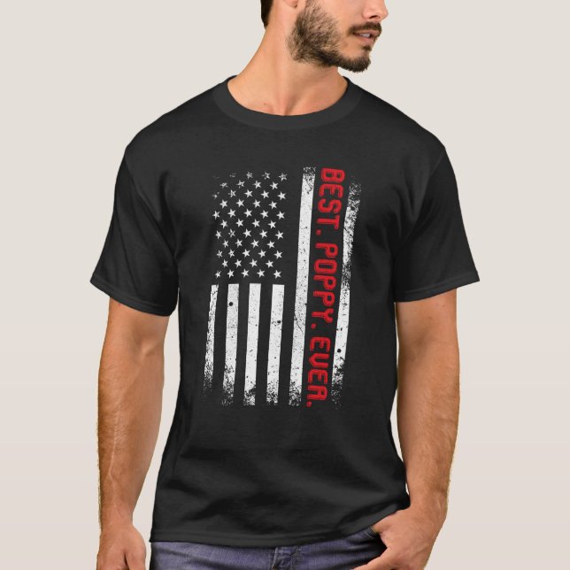 American Flag Best Poppy Ever Vintage T-Shirt (Front)