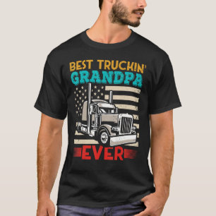 American Flag Best Truckin Grandpa US Semi Truck D T-Shirt