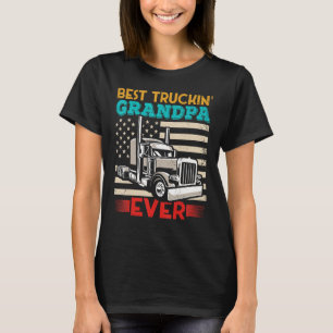 American Flag Best Truckin Grandpa US Semi Truck D T-Shirt