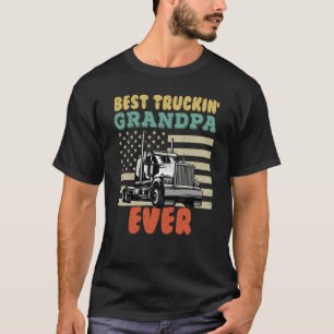 American Flag Best Truckin Grandpa US Semi Truck D T-Shirt