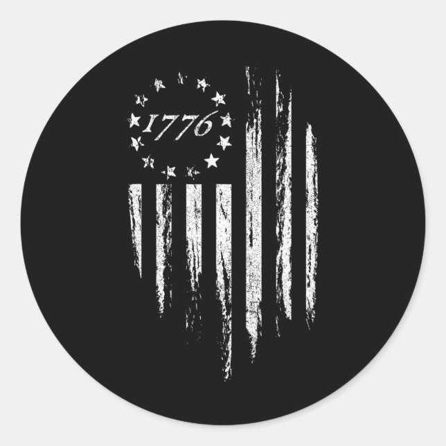 American Flag Betsy Ross 13 Stars Usa 4th Of July  Classic Round Sticker (Front)