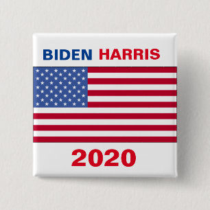 AMERICAN FLAG BIDEN HARRIS 2020 15 CM SQUARE BADGE
