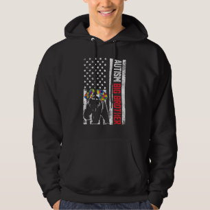 American Flag Big Brother Bear Autism Awareness Fa Hoodie