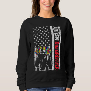 American Flag Big Brother Bear Autism Awareness Fa Sweatshirt