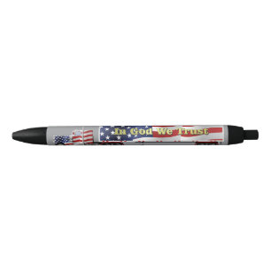 American Flag Big Rig Truck Black Ink Pen