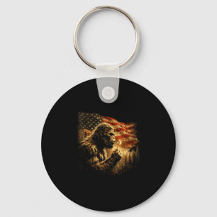 American flag bigfoot blowing dandelion vintage key ring