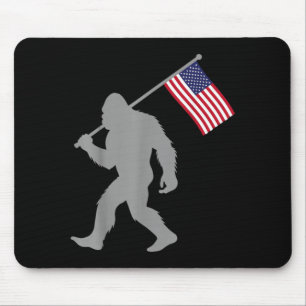 American Flag Bigfoot Red White Blue Patriotic 4th Mouse Mat