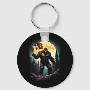 American Flag Bigfoot Sasquatch Camng Hiking Key Ring