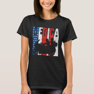 American Flag Biker Motorcycle Couple 4th Of July  T-Shirt