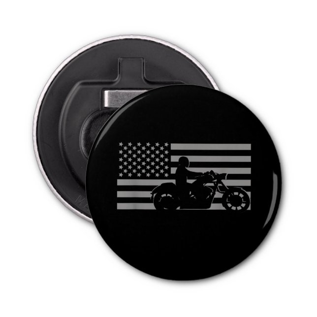 American Flag Biker Motorcycle Short Sleeve Bottle Opener (Front)