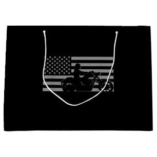 American Flag Biker Motorcycle Short Sleeve Large Gift Bag