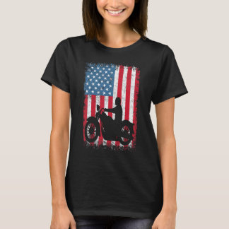 American Flag Biker Motorcycle T-Shirt