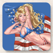 American Flag Bikini Pinup Girl by Al Rio