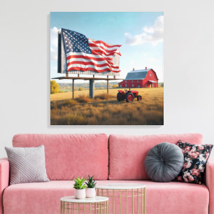 American Flag Billboard On the Farm Canvas Print