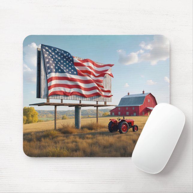 American Flag Billboard On the Farm Mouse Mat (With Mouse)