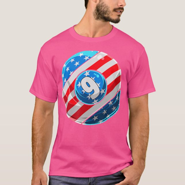 American Flag Billiard Player 4Th Of July T-Shirt (Front)