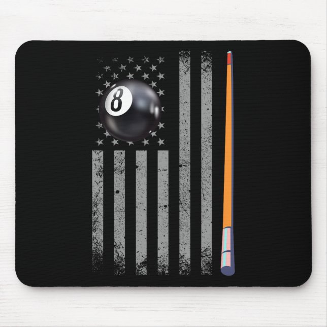 American Flag Billiard Pool Player 4th Of July Us  Mouse Mat (Front)