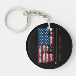 American Flag Billiard Stick Cute Table Game Funny Key Ring