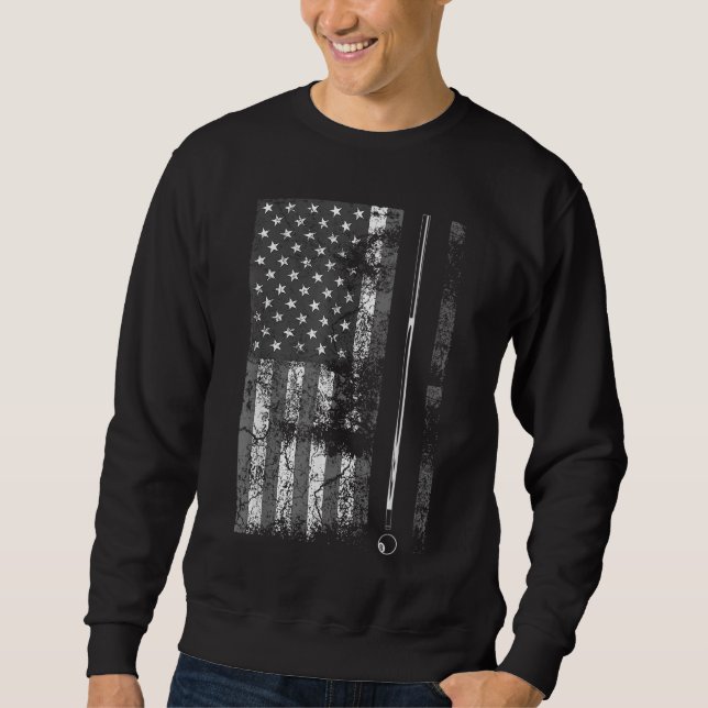 American Flag Billiard Stick Cute Table Game Funny Sweatshirt (Front)