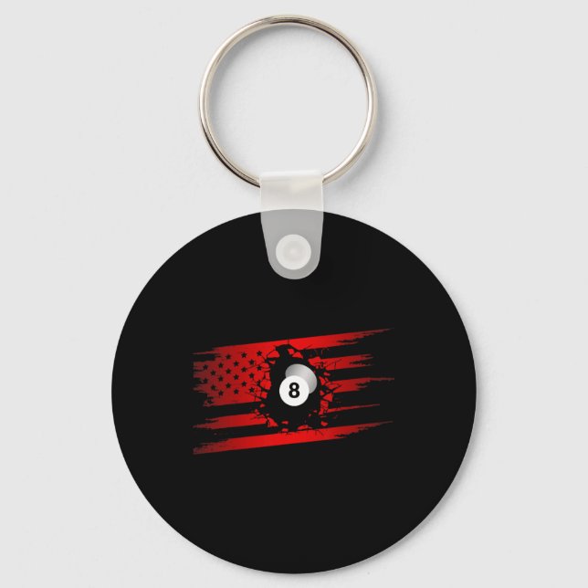 American Flag Billiards Apparel - Billiards  Key Ring (Front)
