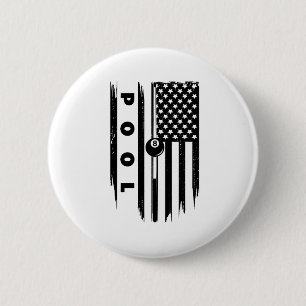 American Flag Billiards Pool Player Apparel - Bill 6 Cm Round Badge