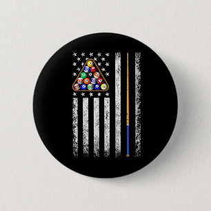American Flag Billiards Vintage Pool Player 6 Cm Round Badge