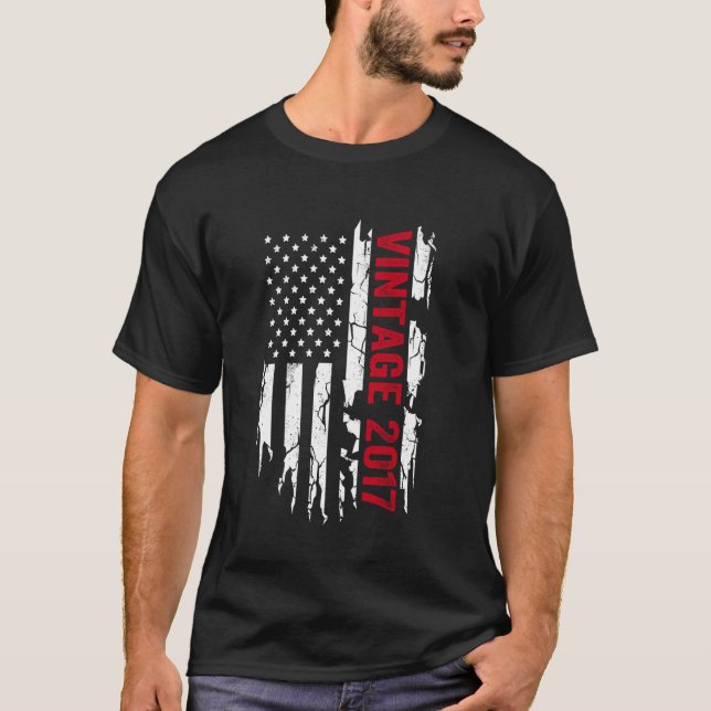 American flag birth year 2017 for birthday T-Shirt (Front)