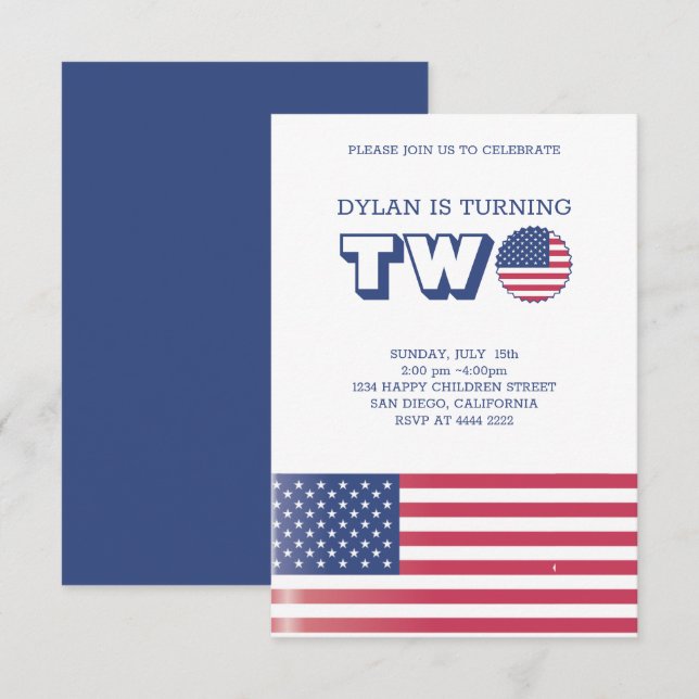 American Flag Birthday Invitation (Front/Back)