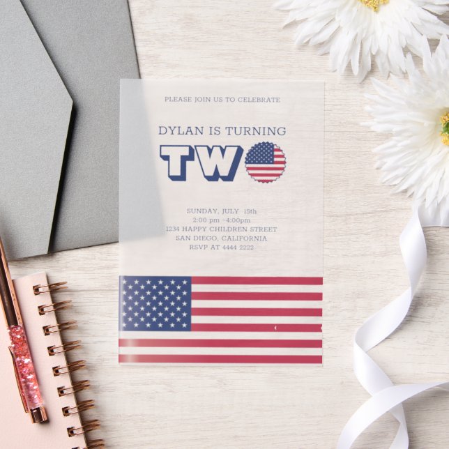 American Flag Birthday  Vellum Invitations (Wedding)