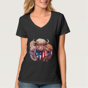 American Flag Bison Cute Wild Animals T-Shirt