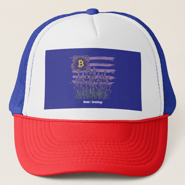 American Flag Bitcoin BTC Revolution Funny Crypto Trucker Hat (Front)