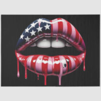 American Flag Biting Lips Decoupage