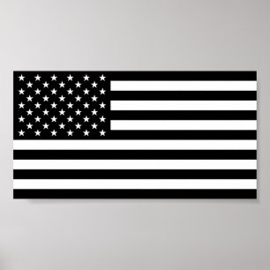 American Flag - Black and White Version Poster