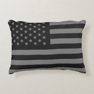 American Flag Black Grey Decorative Cushion